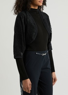 High Joyful Cropped Lace Cardigan Navy
