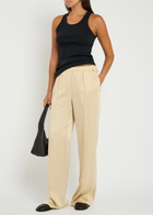 Vince Pintucked Satin-crepe Trousers Cream