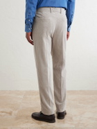 Brunello Cucinelli - Tapered Pleated Cotton-Corduroy Trousers - Neutrals
