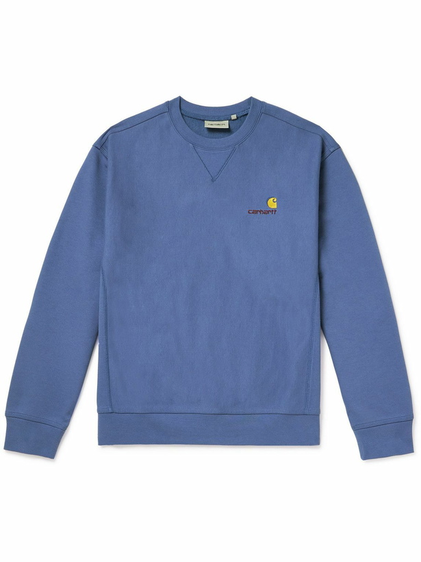 Photo: Carhartt WIP - Logo-Embroidered Cotton-Blend Jersey Sweatshirt - Blue
