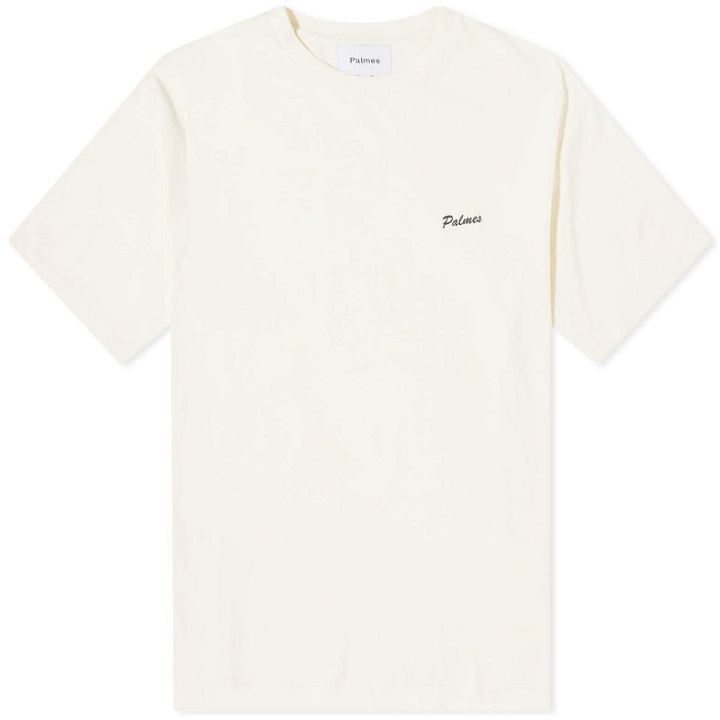 Photo: Palmes Men's Dyed Chest Logo T-Shirt in Broken White
