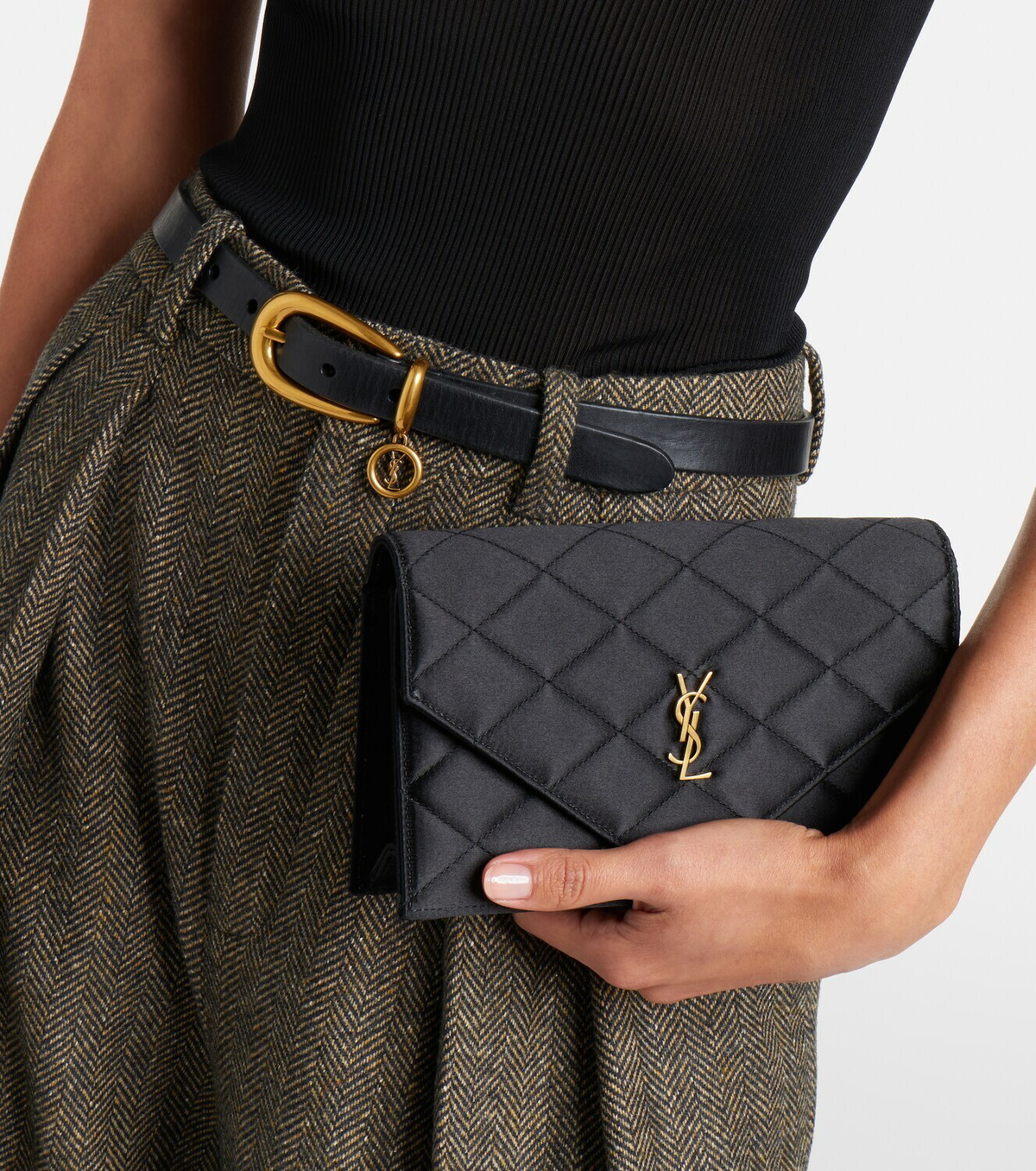 Saint Laurent Paris Mini quilted satin shoulder bag
