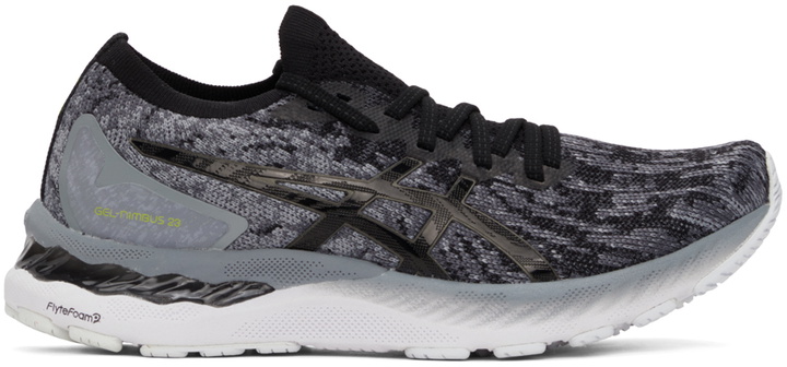 Photo: Asics Black & Grey Gel-Nimbus 23 Knit Sneakers