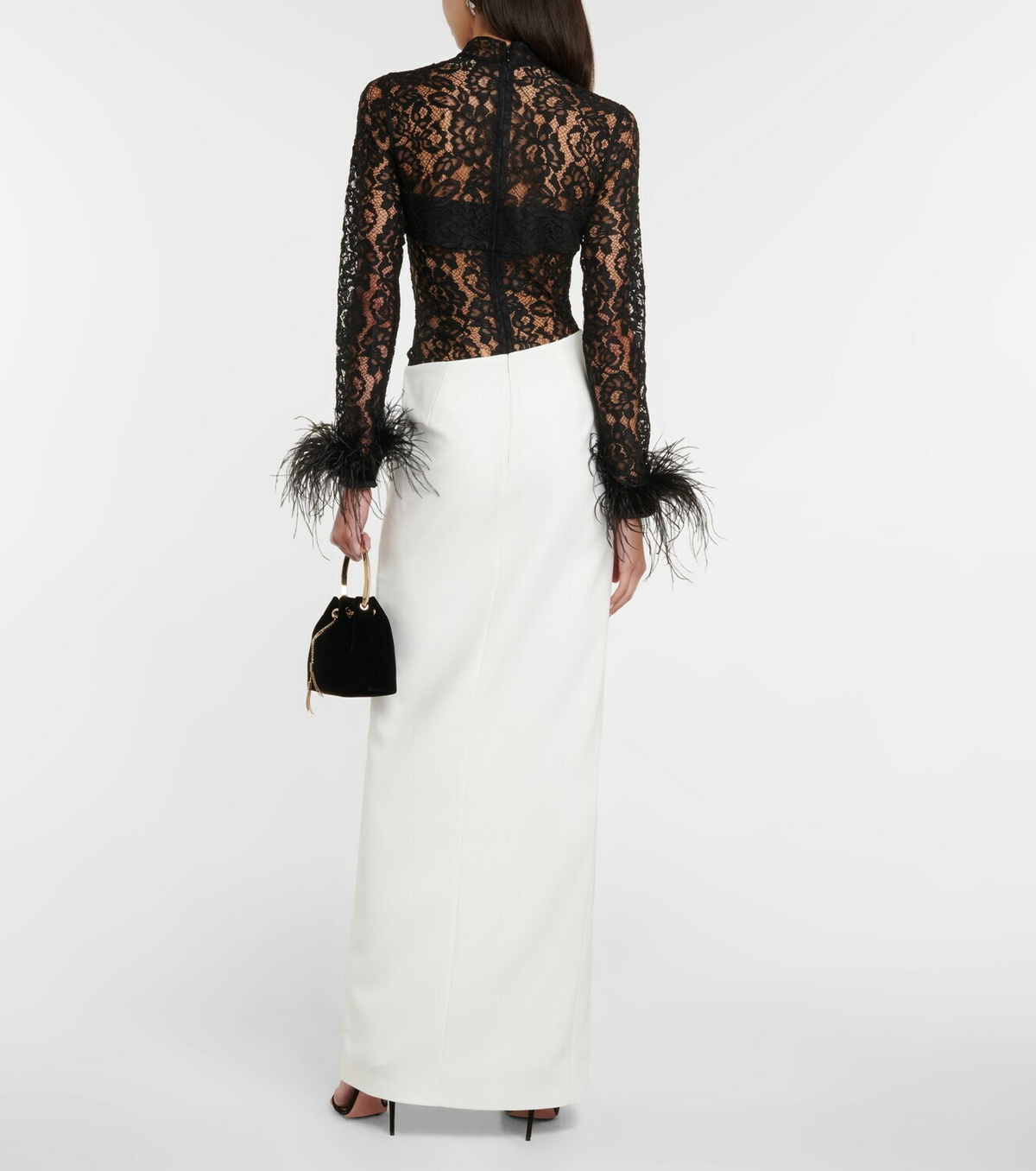 Rasario Fringed lace and crêpe gown