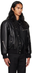 System Black Padded Faux-Leather Jacket