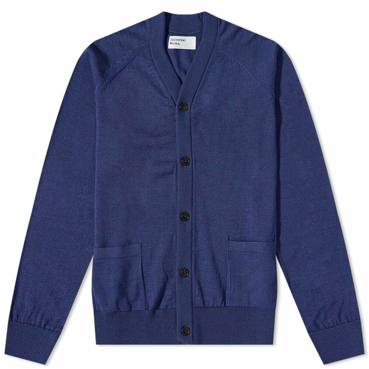 Photo: Universal Works Men's Merino Loose Cardigan in Blue