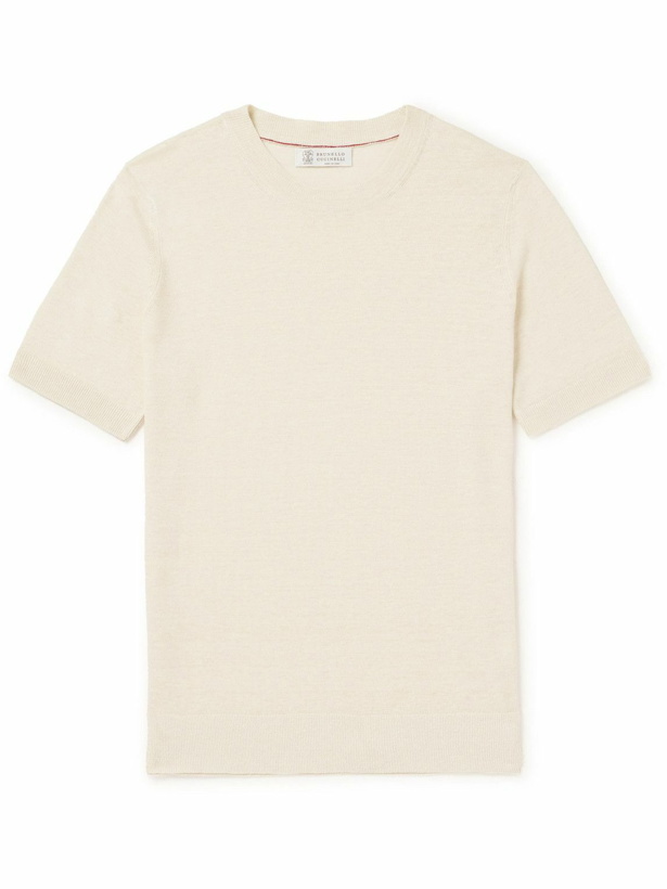 Photo: Brunello Cucinelli - Linen and Cotton-Blend Jersey T-Shirt - Neutrals