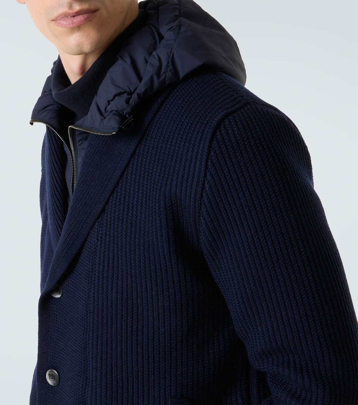 Herno Layered wool and technical cardigan