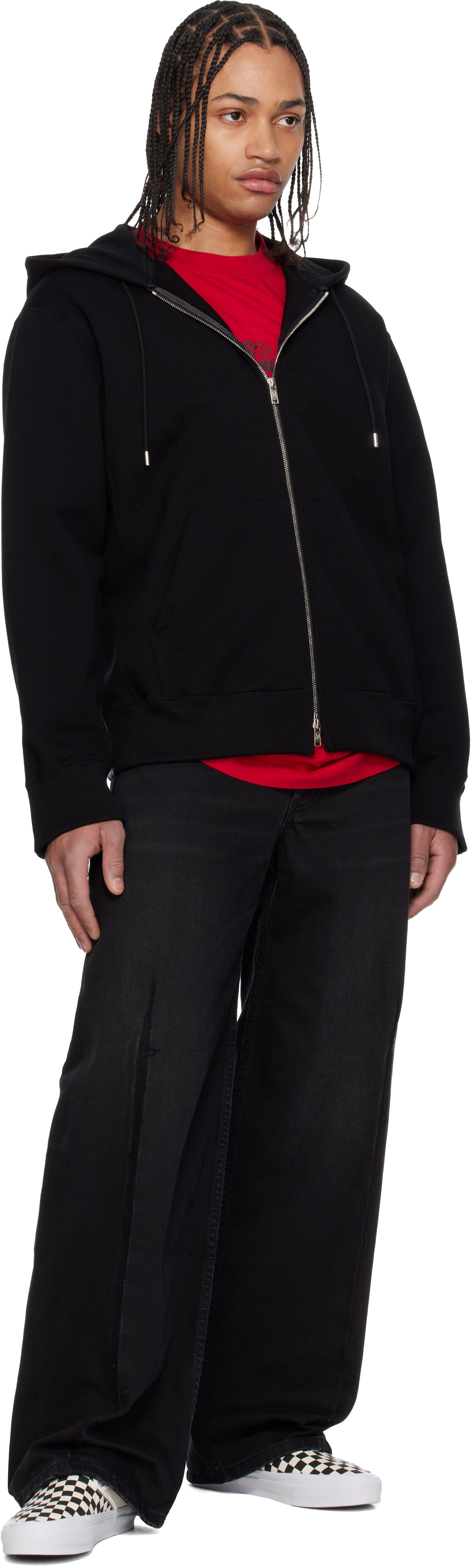 mastermind JAPAN Black OG Embroidery-Ish Zip-Up Hoodie