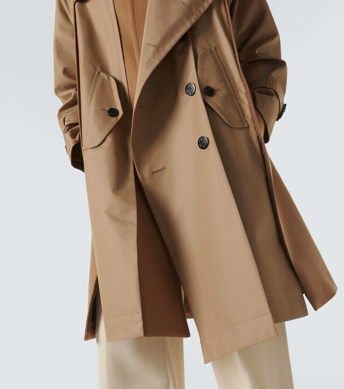 コート SACAI Women Coats 07901 601 Brown Sacai Gabardine trench coat Sacai