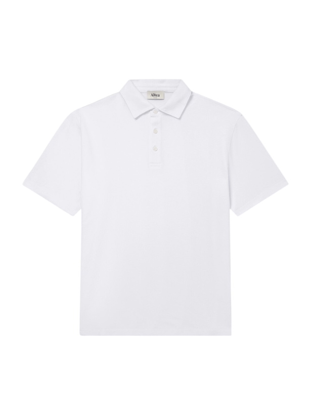 Photo: Altea - Greg Cotton-Blend Piqué Polo Shirt - White