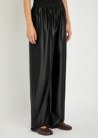 Alexanderwang.t Relaxed Logo-embroidered Satin Track Pants Black