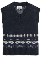 Damson Madder Rhona Fair Isle Wool Vest Navy