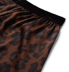 TOM FORD - Velvet-Trimmed Leopard-Print Stretch-Silk Satin Boxer Shorts - Brown