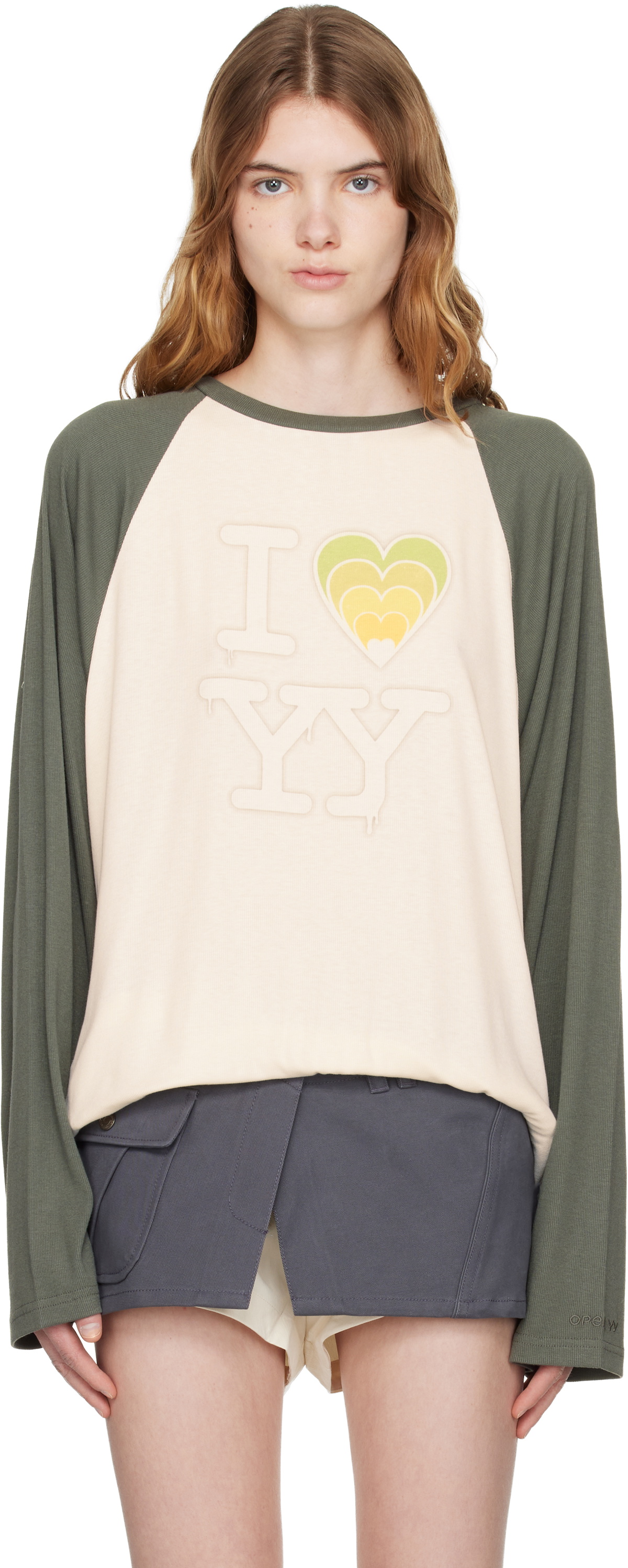 OPEN YY White & Green 'I LOVE YY' Raglan T-shirt