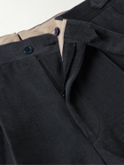 Stòffa - Tapered Pleated Cotton-Canvas Trousers - Blue