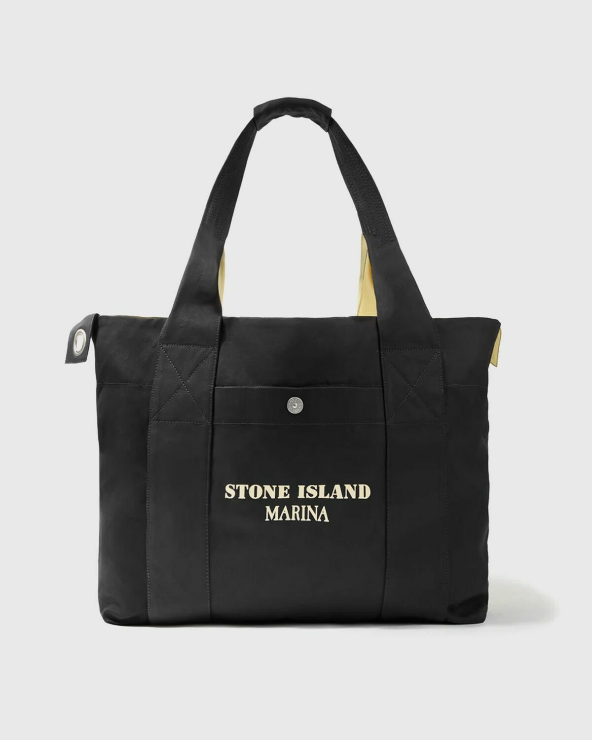Stone Island Plated Cotton Canvas Maxi Tote Bag Black/Beige Tote & Shopping Bags