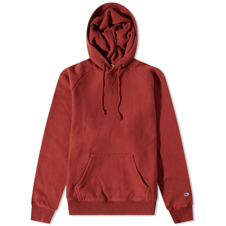 Photo: Champion Reverse Weave Men's Distressed Hoody in Fired Brick
