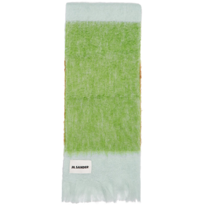Jil Sander Green Tricolor Scarf Jil Sander