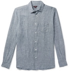 Incotex - Slim-Fit Puppytooth Linen Shirt - Blue