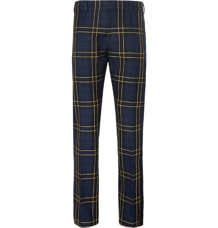 Photo: Joseph - Navy Jack Slim-Fit Prince of Wales Checked Cotton-Twill Trousers - Men - Navy