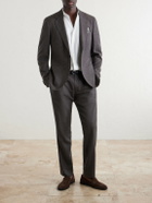 Mr P. - Straight-Leg Pleated Wool, Silk and Linen-Blend Suit Trousers - Brown