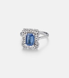 Suzanne Kalan 18kt white gold ring with sapphires and diamonds