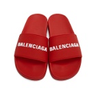 Balenciaga Red Logo Pool Slides