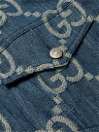 GUCCI - Slim-Fit Logo-Jacquard Denim Jacket - Blue