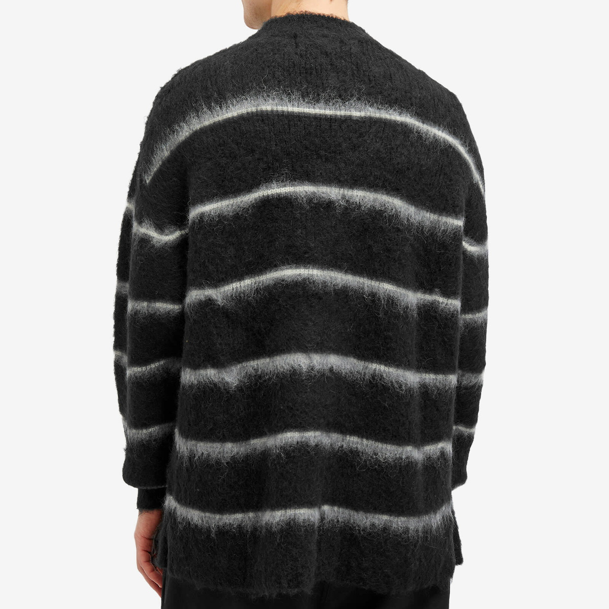 Comme des Garçons Homme Men's Raised Stripe Mohair Sweater in Black