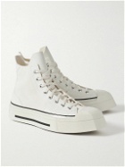 Converse - Chuck 70 De Luxe Leather and Canvas Platform High-Top Sneakers - White