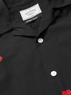 Portuguese Flannel - Convertible-Collar Embroidered Cotton-Poplin Shirt - Black