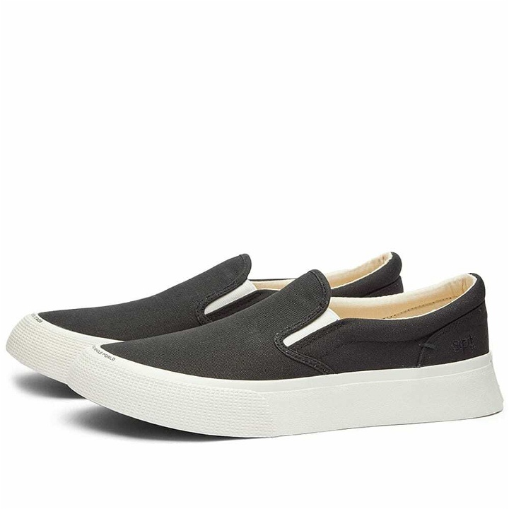 Photo: East Pacific Trade Men's Slip On Canvas Sneakers in Black