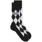 Needles Men's Argyle Jacquard Wool Socks in Ivory