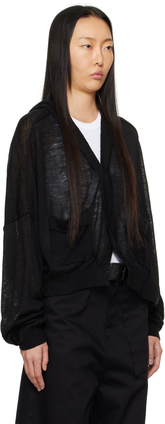 Y's Black Hooded Cardigan