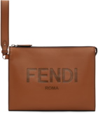 Fendi Brown Logo Flat Pouch