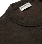 Balenciaga - Distressed Wool and Cotton-Blend Sweater - Men - Green