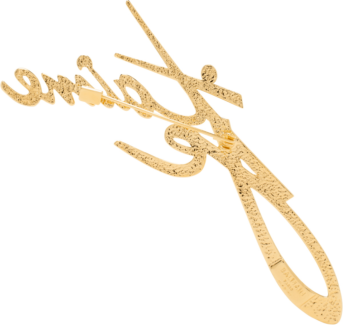 Balmain Gold 'Je t'aime' Brass Brooch