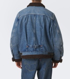 Sacai Leather-trimmed denim jacket