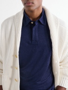 Eleventy - Linen-Jersey Polo Shirt - Blue