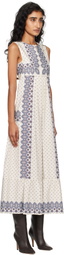 Weekend Max Mara Off-White & Blue Manila Midi Dress