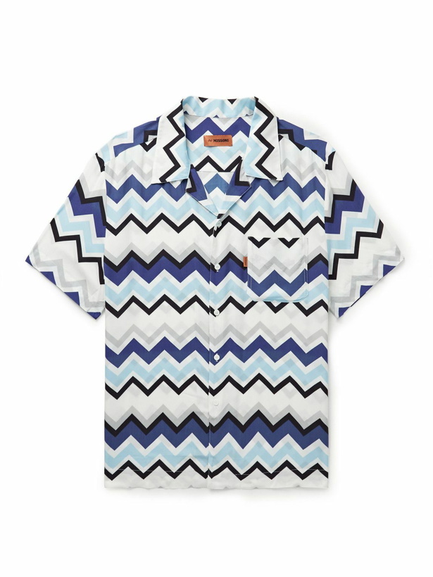 Photo: Missoni - Camp-Collar Striped Cotton-Poplin Shirt - Blue