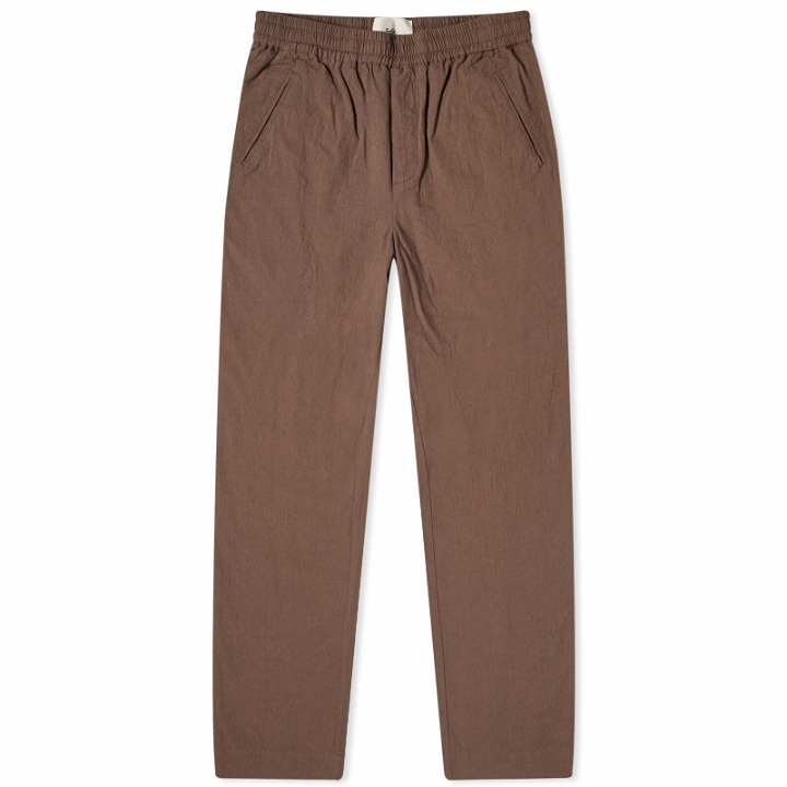 Photo: Folk Men's Crinkle Drawcord Assembly Trousers in Ash Brown