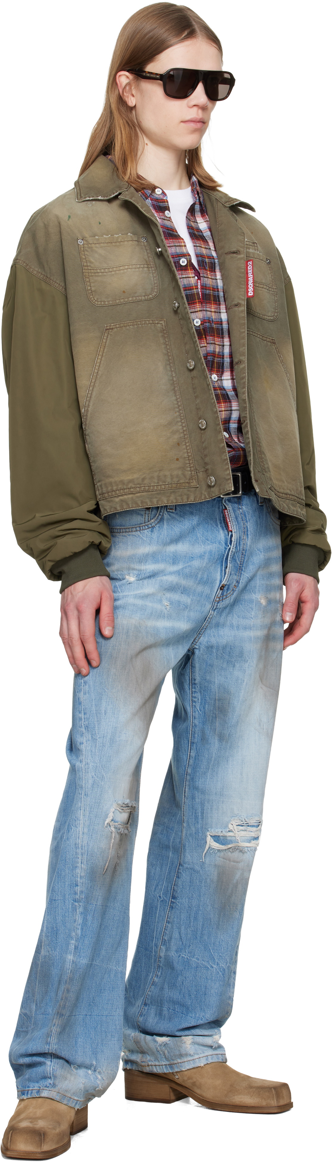 Dsquared2 Khaki Garment Dyed Carpenter Kaban Jacket