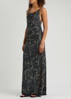 Faithfull The Brand Aurelié Printed Woven Maxi Dress Navy