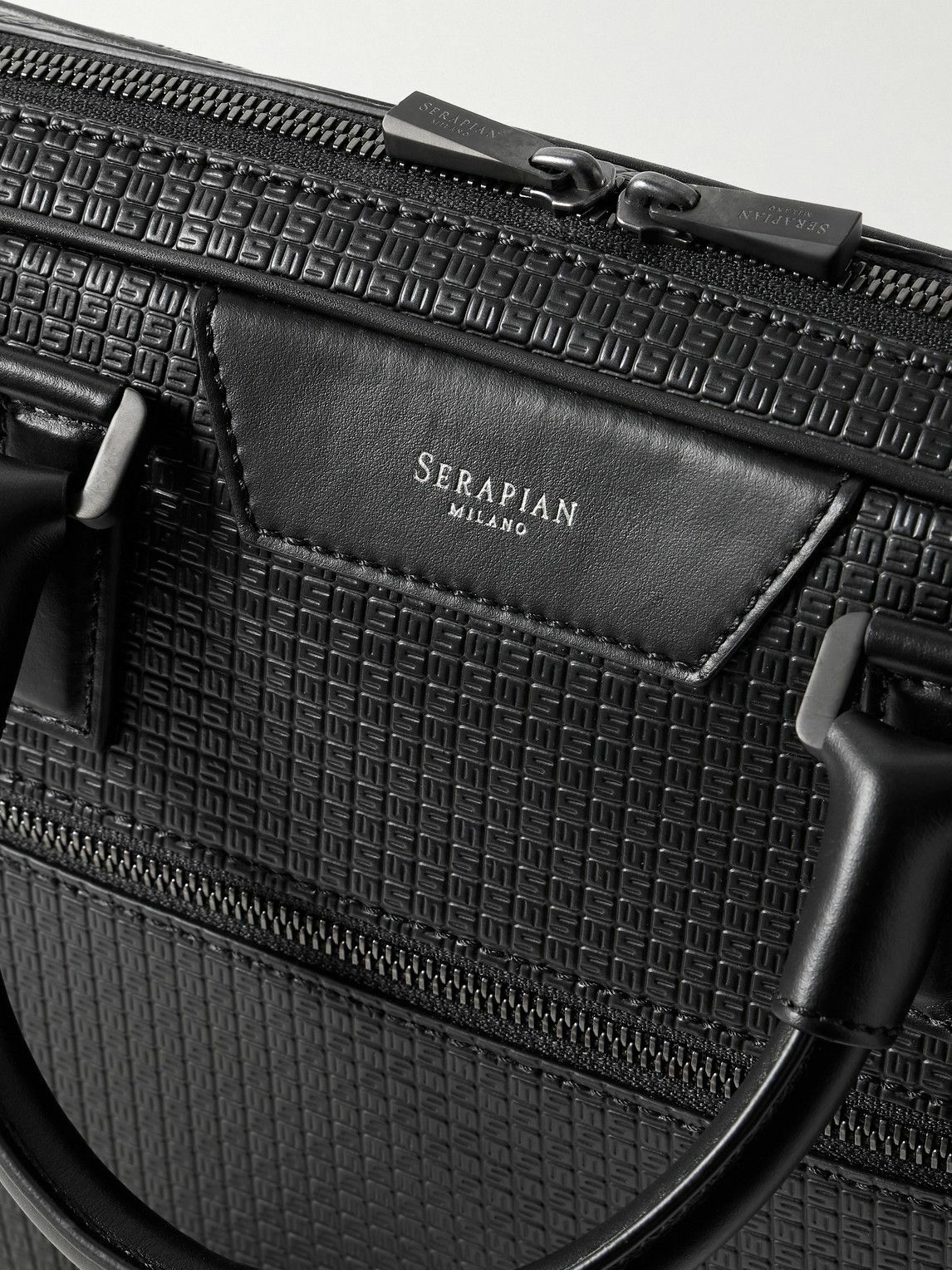 Serapian - Leather-Trimmed Logo-Embossed Stepan Coated-Canvas Briefcase