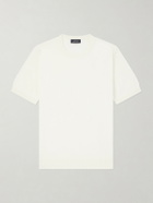 J MUESER - Knitted Cotton T-Shirt - Neutrals