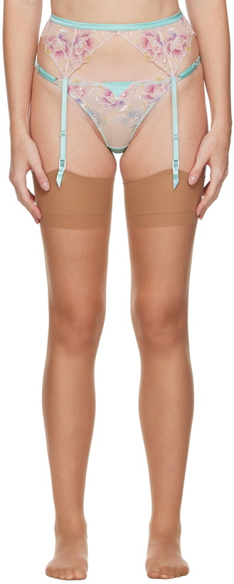 Photo: Fleur du Mal Blue Pixie Embroidery Garter Belt