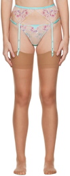 Fleur du Mal Blue Pixie Embroidery Garter Belt