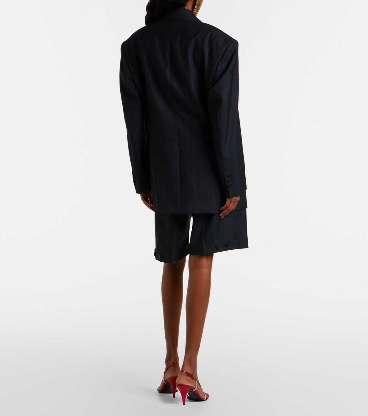 Versace Pinstriped virgin wool Bermuda shorts